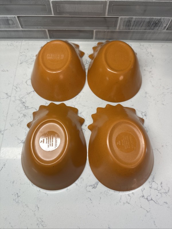 Opalhouse Melamine Orange Pineapple Shaped Snack Bowls 4.25” X 6” Set of 4 EUC! gallery