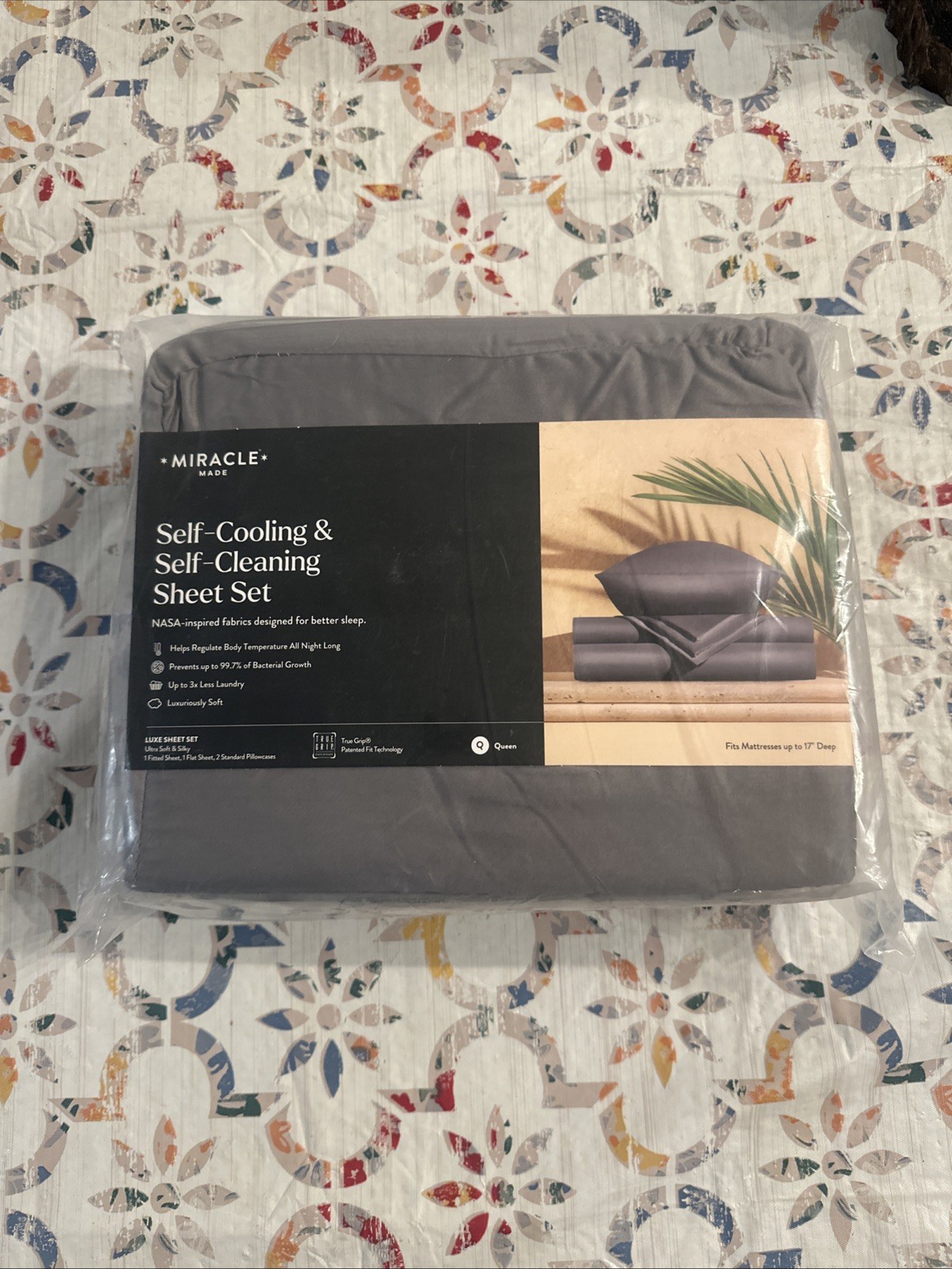 Miracle Made Self-Cooling Self-Cleaning Luxe Sheets Set Charcoal Gray Size QUEEN gallery