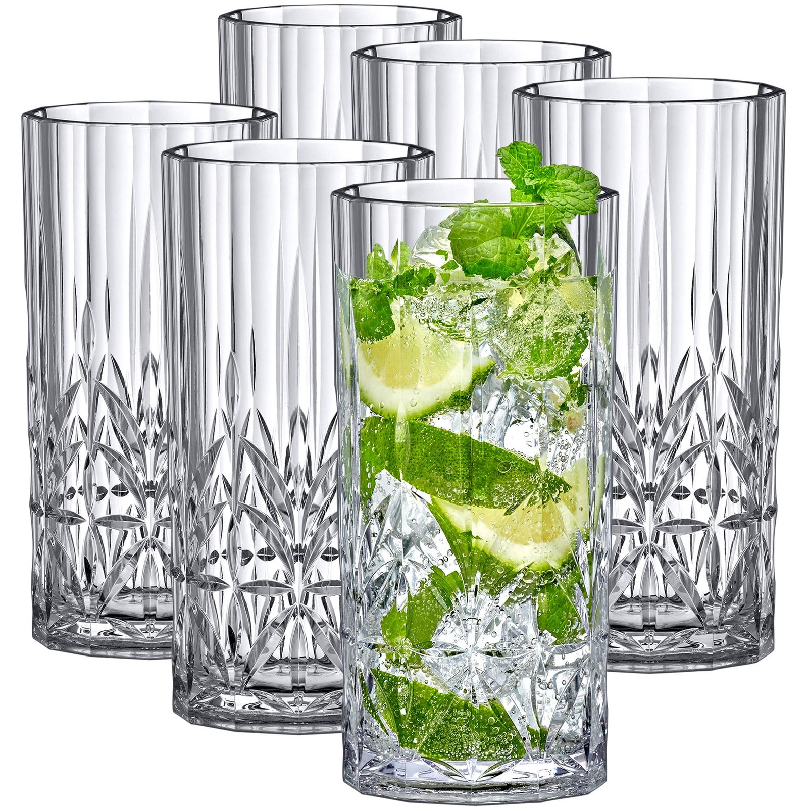 - Vika - 18-Ounce Plastic Highball Glasses (Set of 6), Plastic Cocktail Glass... gallery