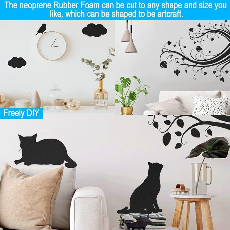 Neoprene Sponge Rubber Foam Sheets with Adhesive Backing, 12 x 81 x 1/4 Black Fo gallery