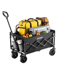 VEVOR Collapsible Folding Wagon With Wheels, Wagon Cart Foldable 225lbs Capacity