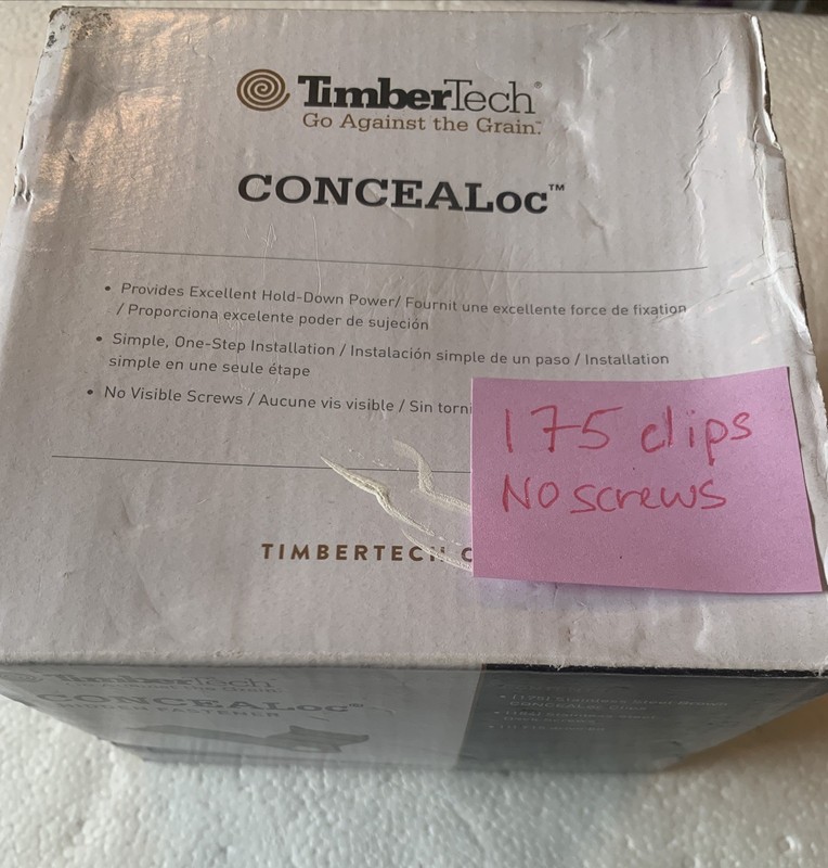 TimberTech CONCEALoc Deck Hidden Fasteners 175 CLIPS ONLY & NO Screws Open Box gallery