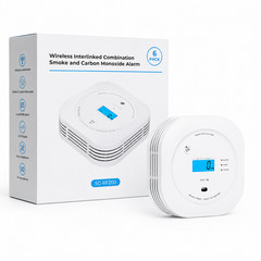 Wireless Interlinked Smoke & Carbon Monoxide Alarm 6 Pack LCD Display SC-RF200
