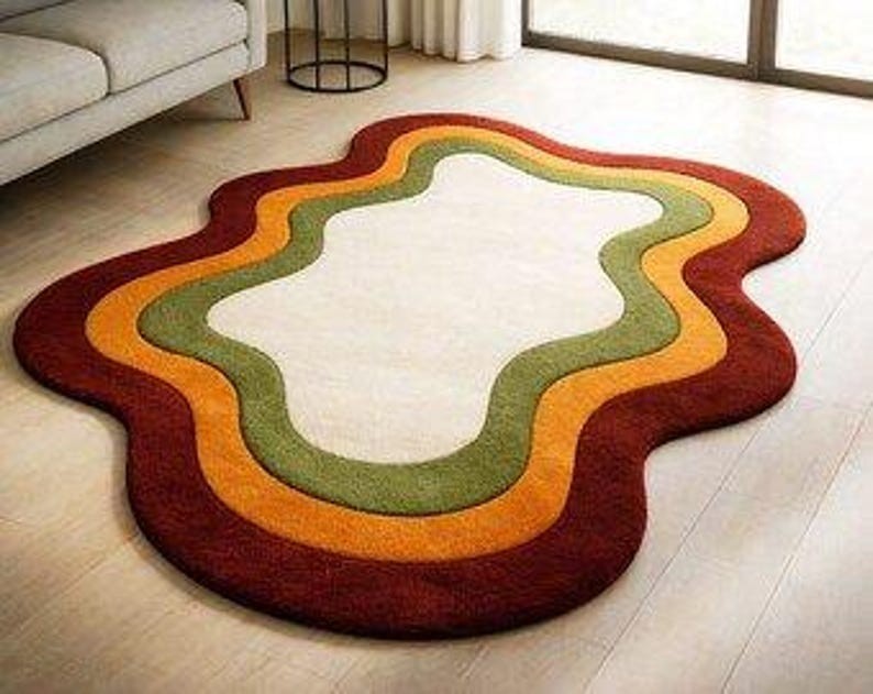 Multicolor Irregular Hand Made Tufted Wool Area Rug For Home Decor Carpet gallery