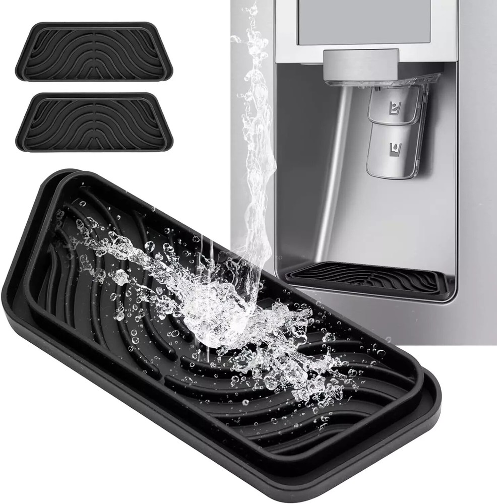 Refrigerator Drip Catcher Tray - 2 Pack Non-Slip Silicone for Samsung & GE
