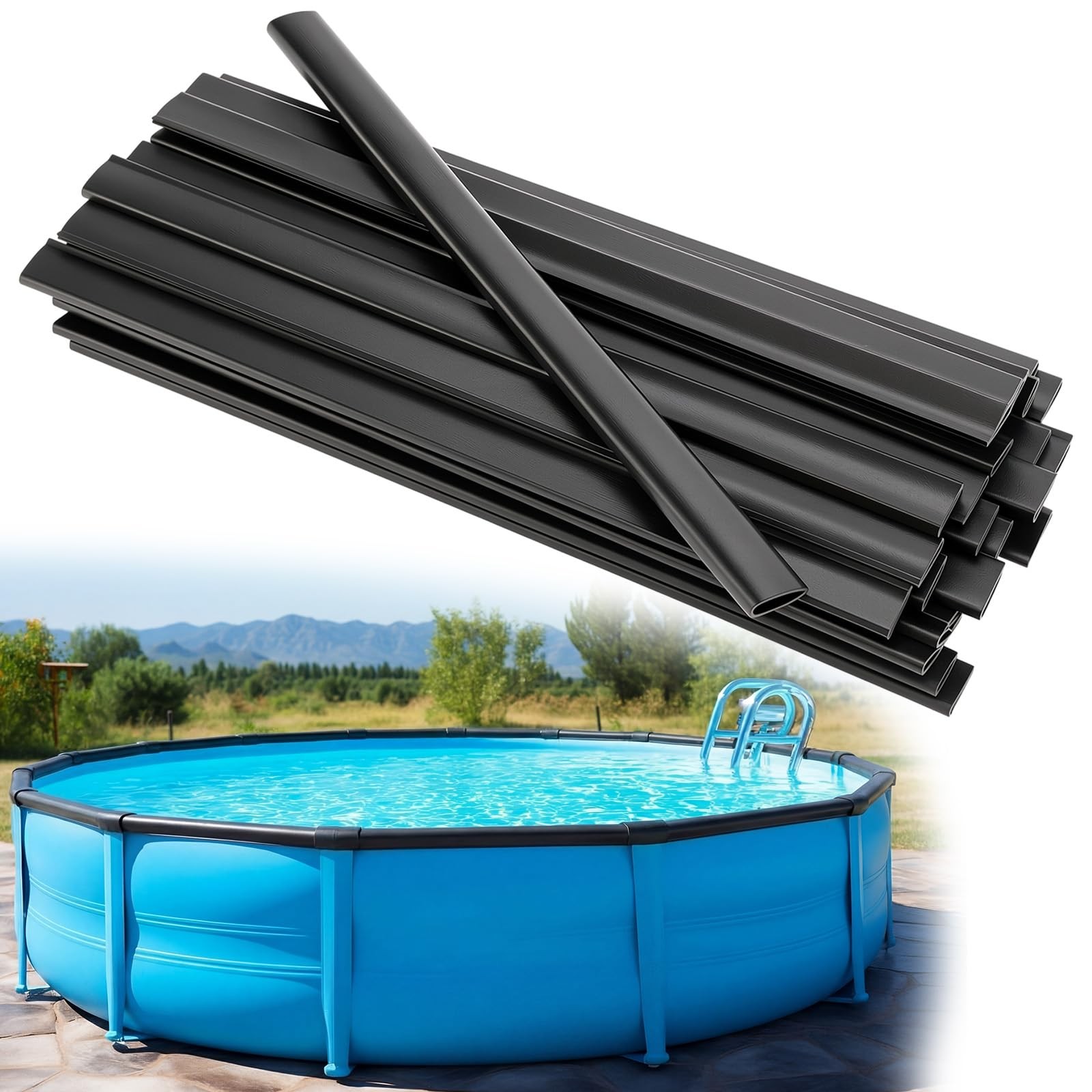 Teyva Daily 44 Pcs Pool Coping Strips for Overlap Above Ground black gallery