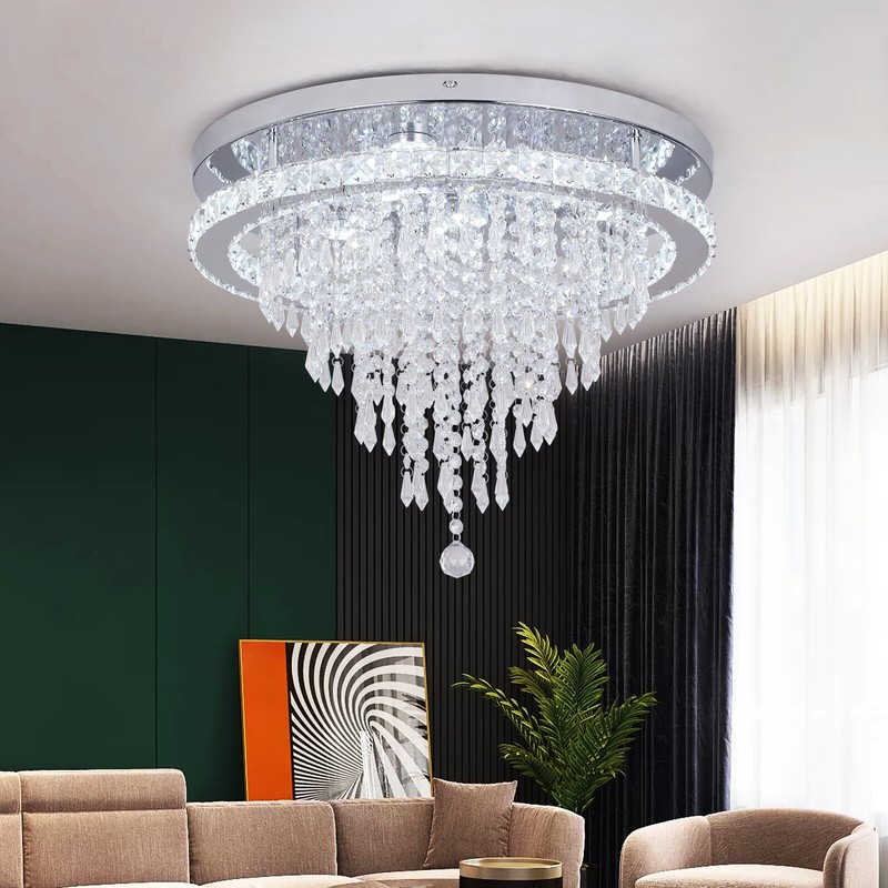 Modern LED Ceiling Light Dimmable Crystal Chandelier Bedroom Living Room Remote gallery