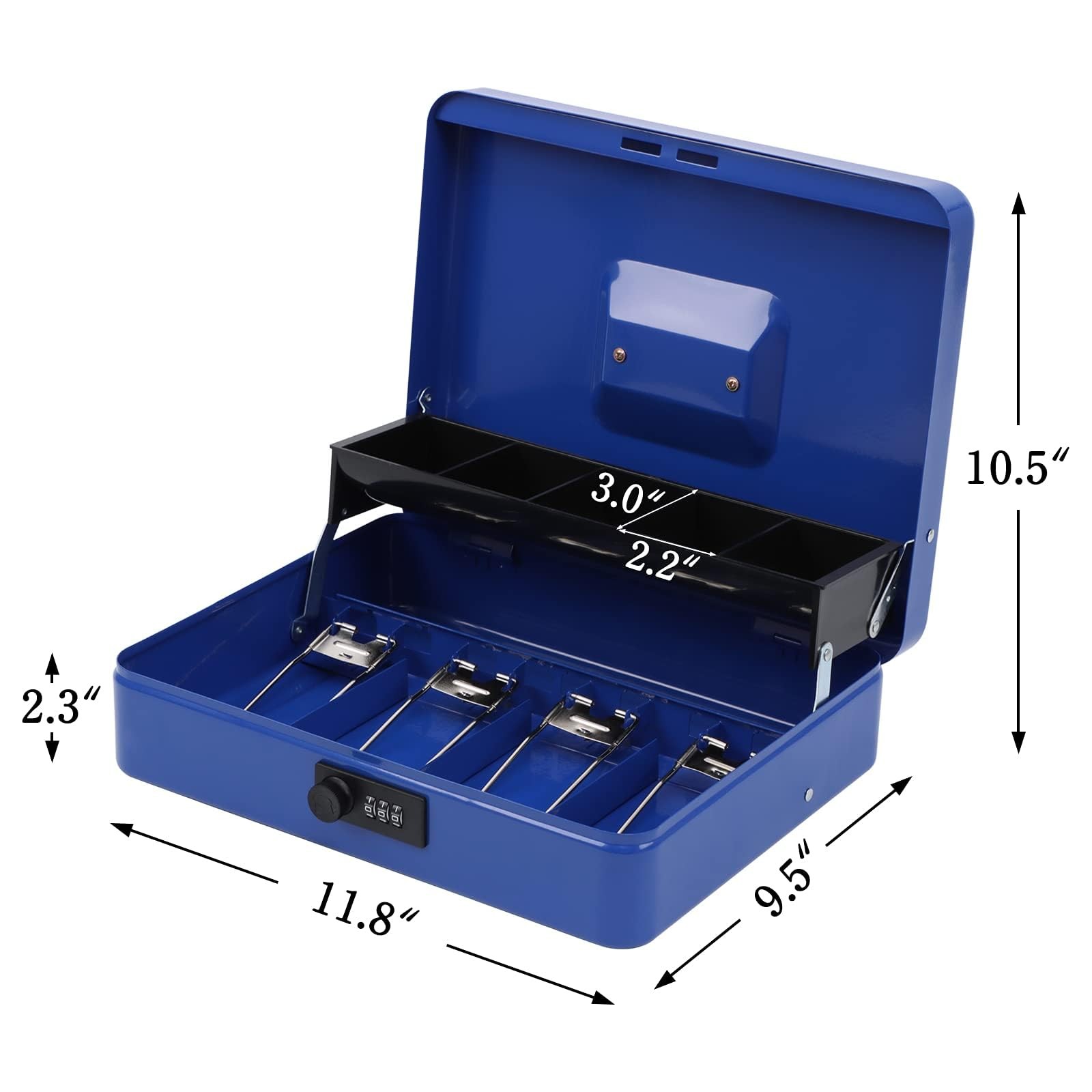xydled Metal Cash Box, Box with combination lock, Blue Combination Lock gallery
