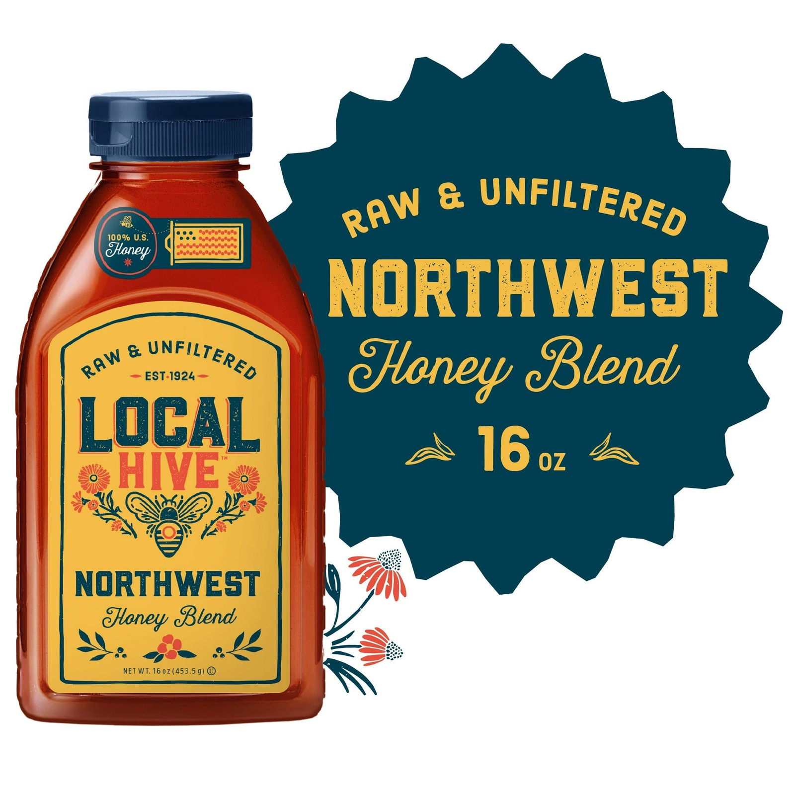 Local Hive, Raw & Unfiltered,100% U.S. Great Lakes Honey blend, 16 Oz Bottle New gallery