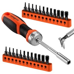 25PC Hex Screwdriver Bit Set 1/4″ Ratcheting Magnetic Bit Driver Metric and SAE