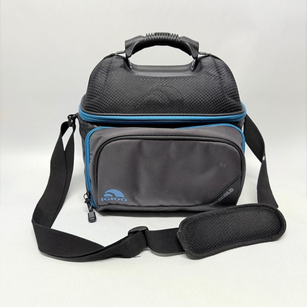 Igloo MaxCold Soft Side Cooler Bag Grey Blue Insulated Lunch Travel