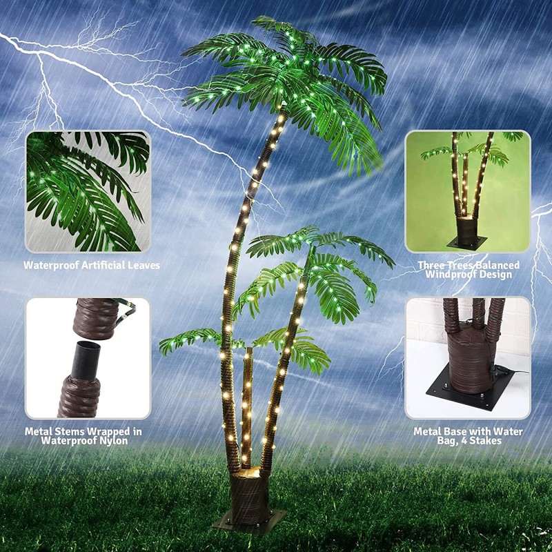 Artificial Lighted Palm Tree LED Lights Decoration 6ft for Home Patio Party Xmas gallery
