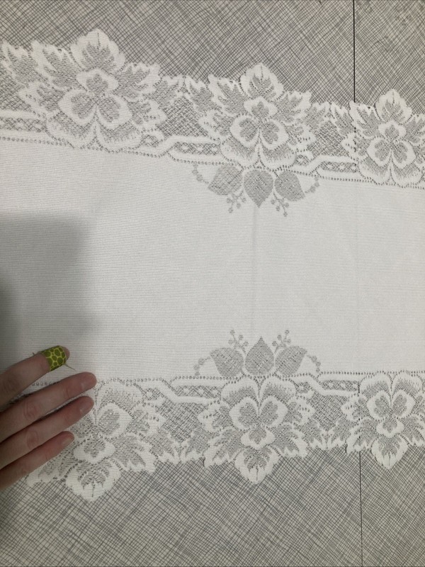 Pristine White Lace Table Runner 13x53” Floral Dresser Scarf Cottagecore Wedding gallery