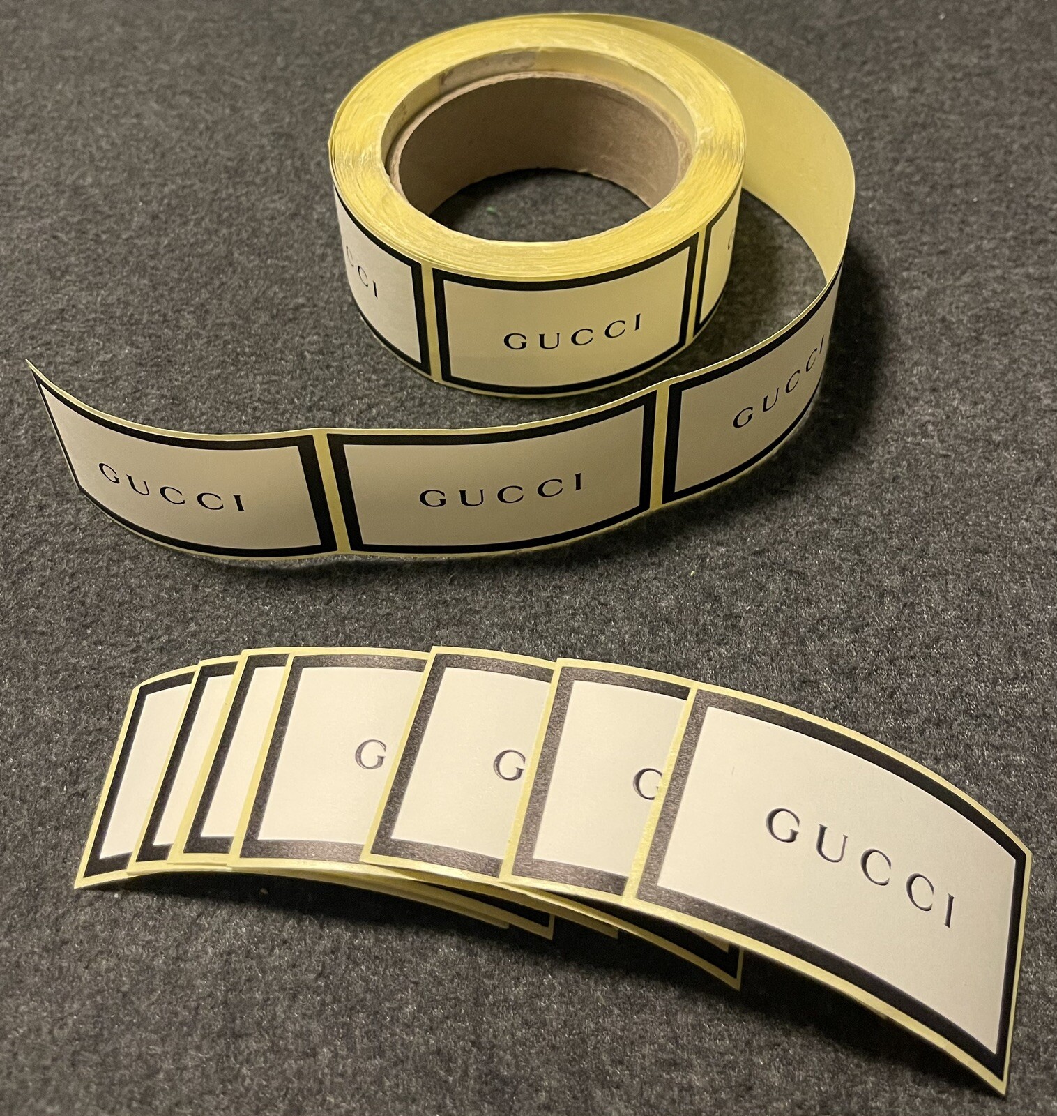 10 Authentic GUCCI Black & White Label Stickers - 2.75” x 1.5” Inches gallery