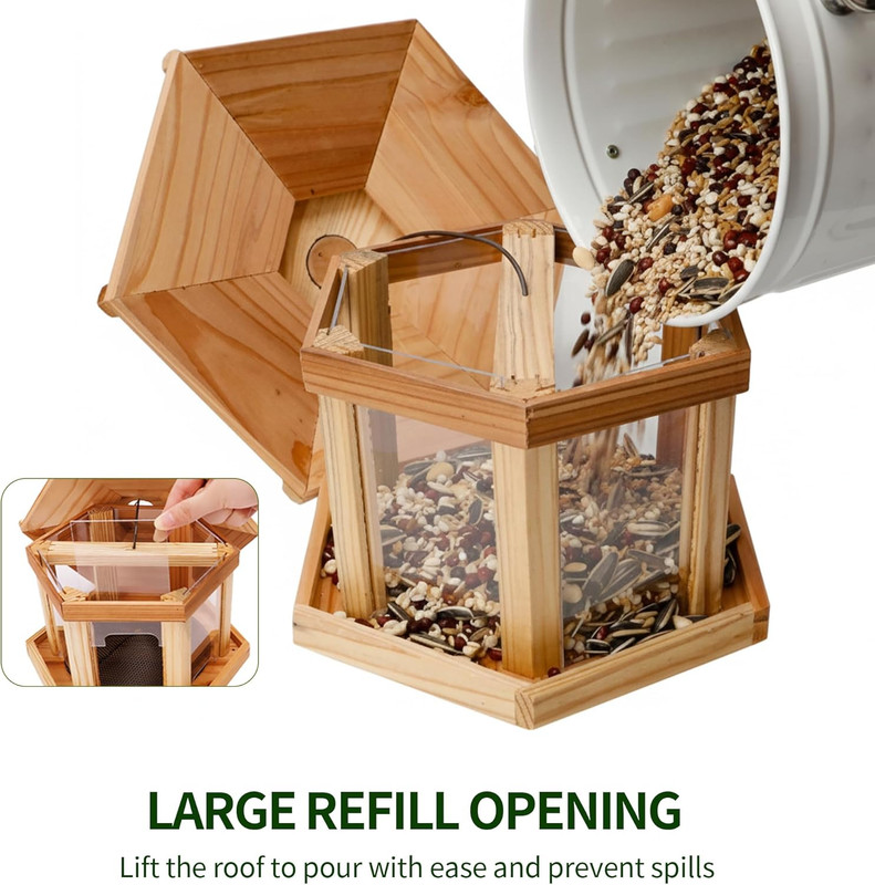 Solution4Patio Bird Feeder for Outdoors - USA Cedar Hexagon Gazebo Bird Feeders gallery