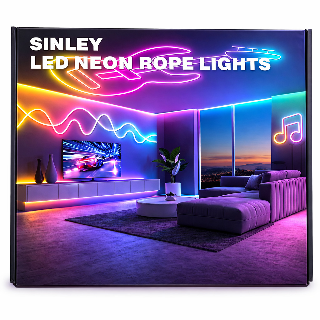 SINLEY 60FT LED Neon Rope Lights RGB Multicolor APP Remote Remote Control Strip gallery