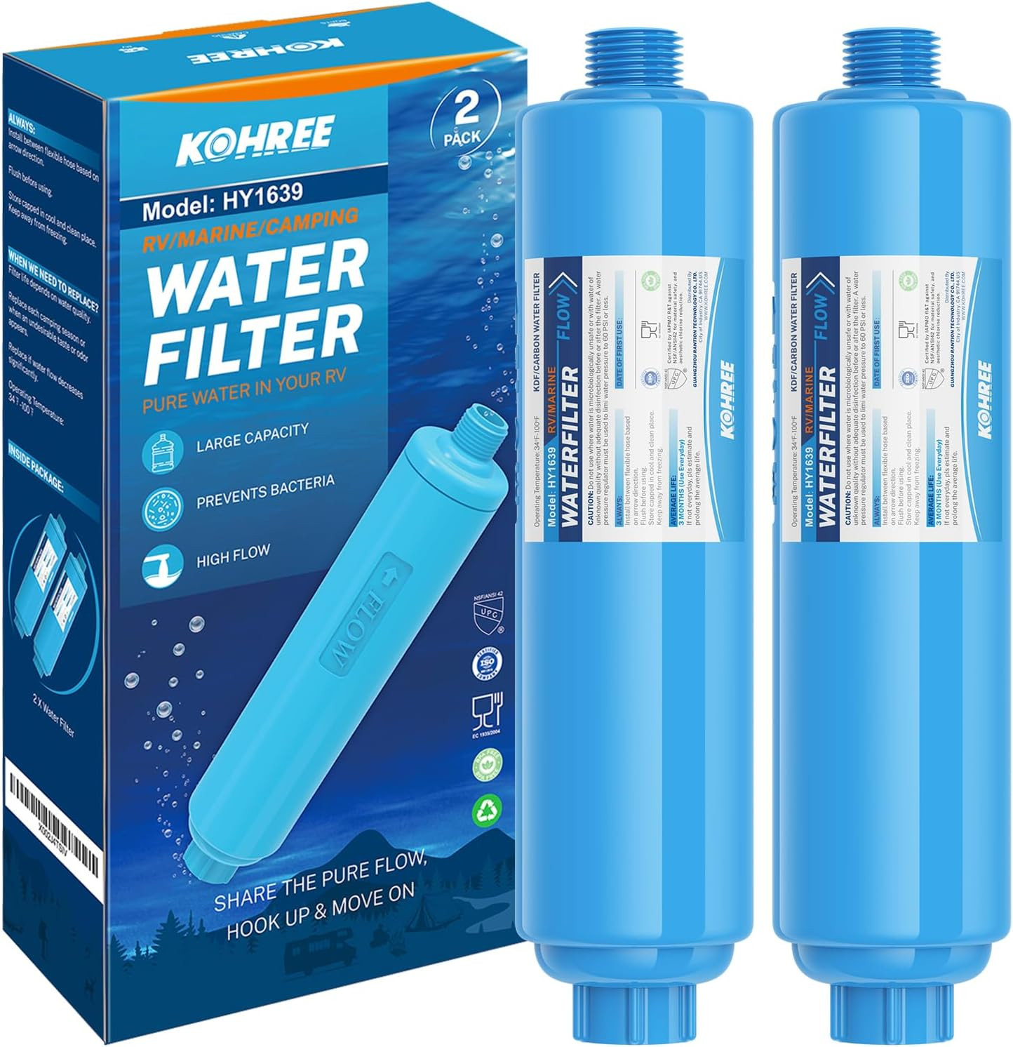 RV Water Filter, NSF Certified, Inline Water Filter Reduces Chlorine, Bad Taste, gallery
