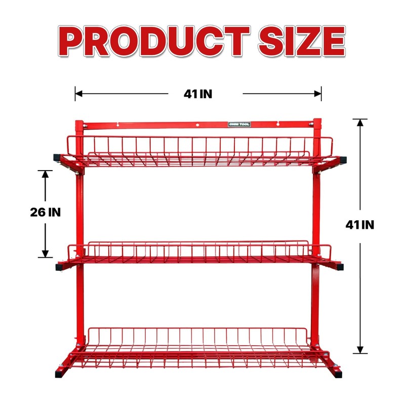 Omni Tool 3-Level Wall Mounted Garage Storage Rack, Heavy Duty, Adjustable gallery