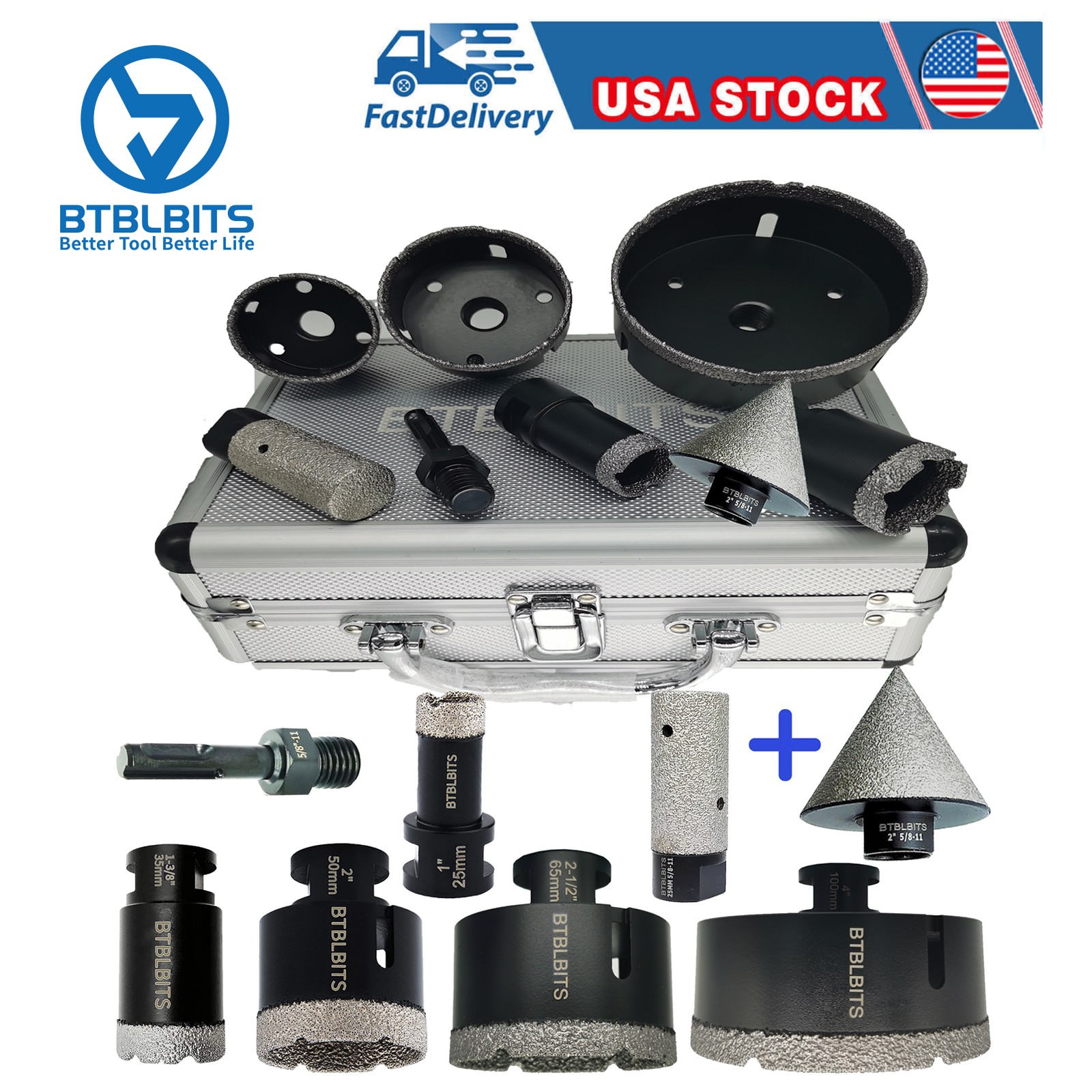 Diamond Core Drilling Bit Set Kit Hole Saw For Marble Ceramic Tile Porcelain gallery