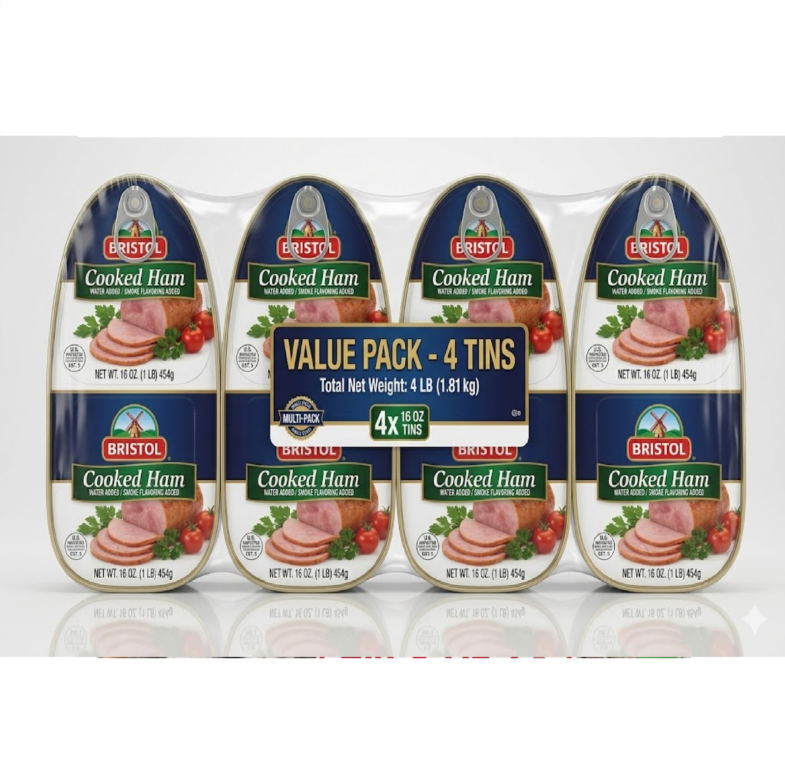 (4 Pack) Bristol Smoke Flavor Cooked Ham, High Protein, 16 Oz Aluminum Can gallery