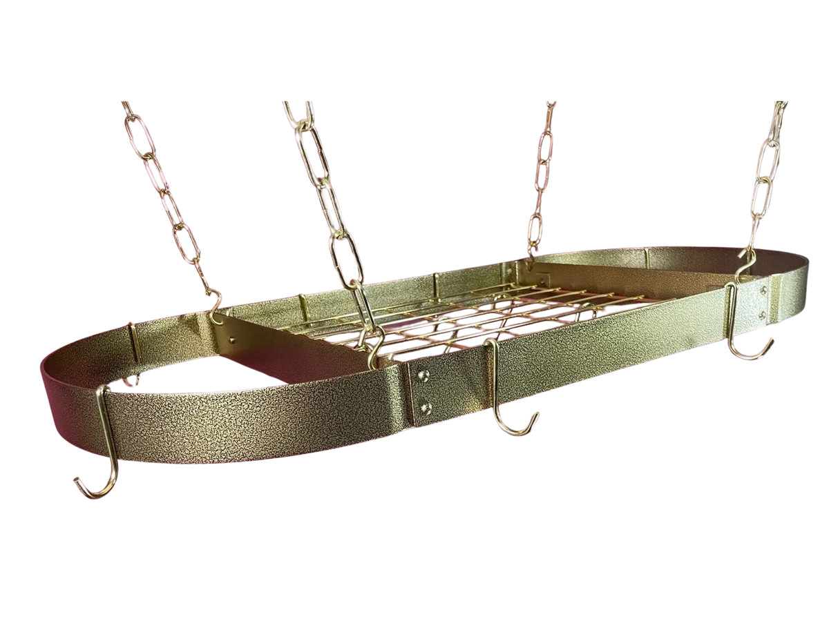 Rogar Gourmet Oval Pot Rack Hammered Bronze / Brass gallery