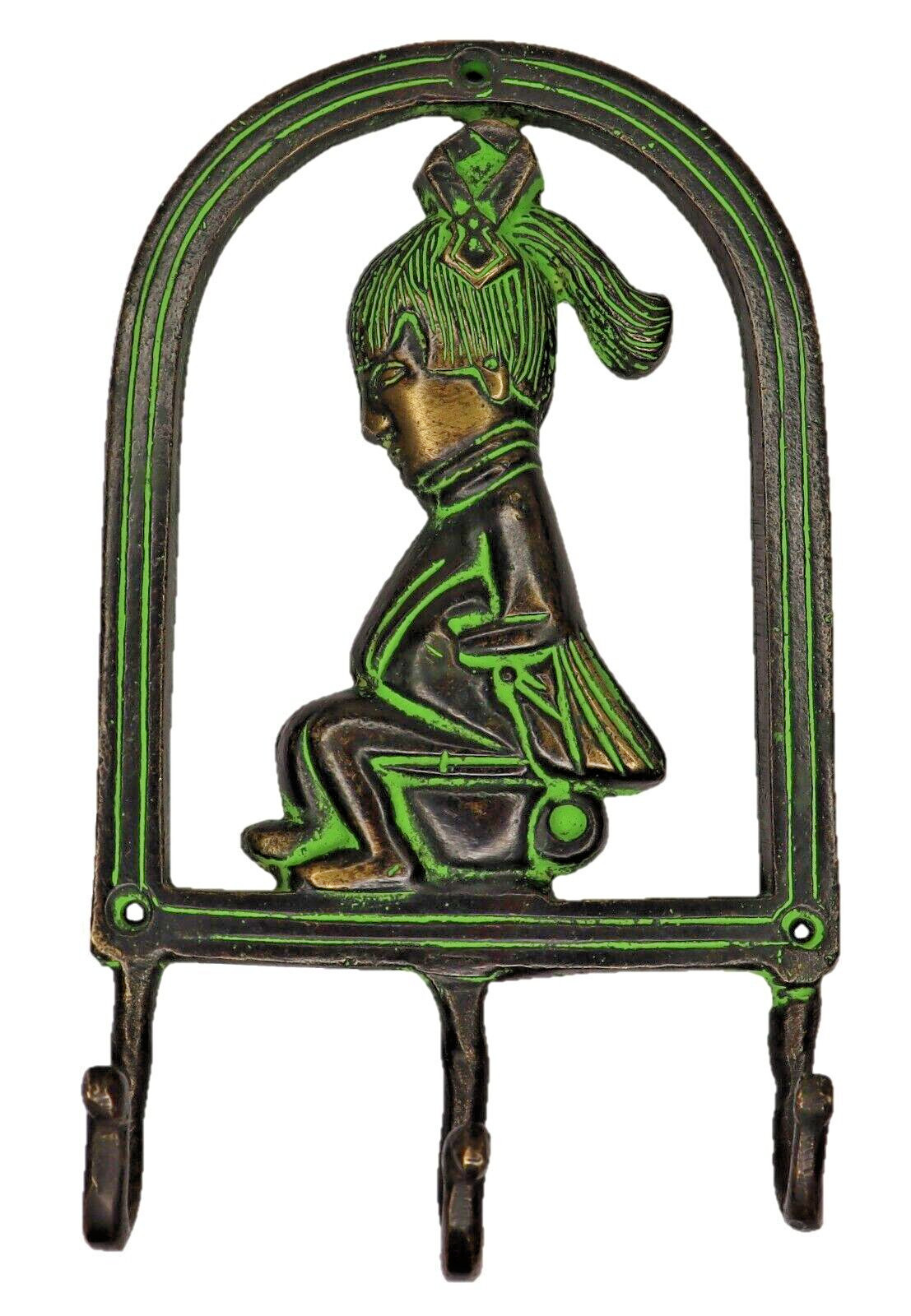 Small Girl Shape Antique Style Handmade Brass Cloth Key Towel Wall Hanger Hook gallery