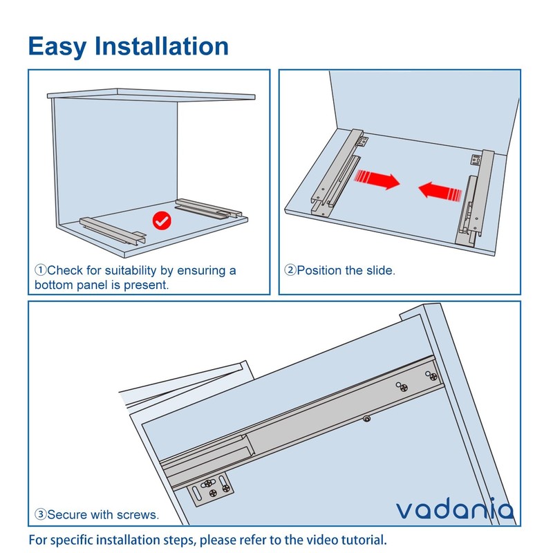 14" Undermount Drawer Slide Soft Close Bottom Mounted & Bottom Support 88 lb gallery