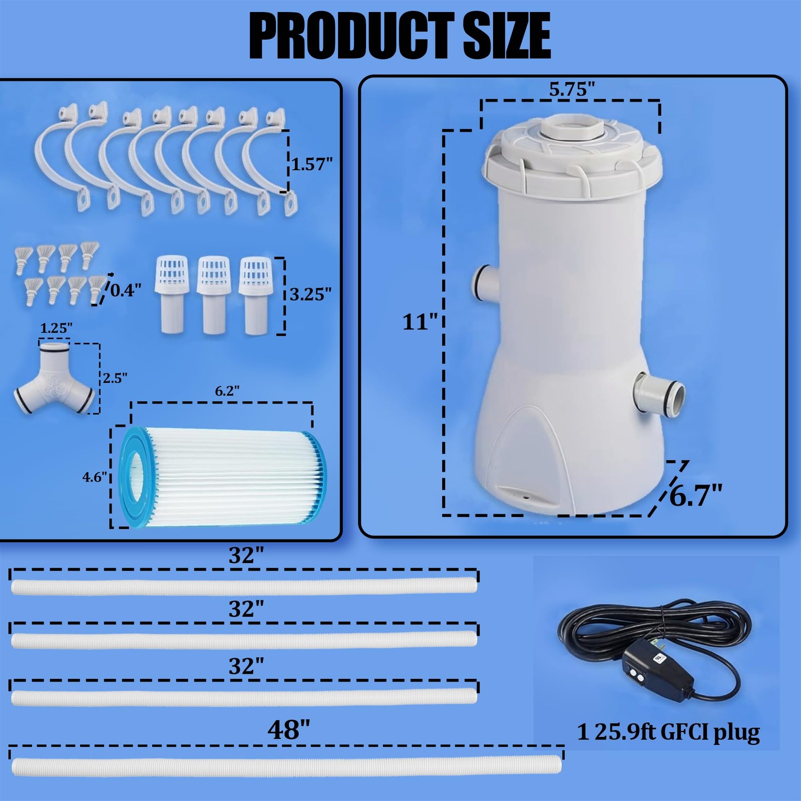 800 GPH Pool Filter Pump for Above Ground Pools, Powerful Circulation System ... gallery