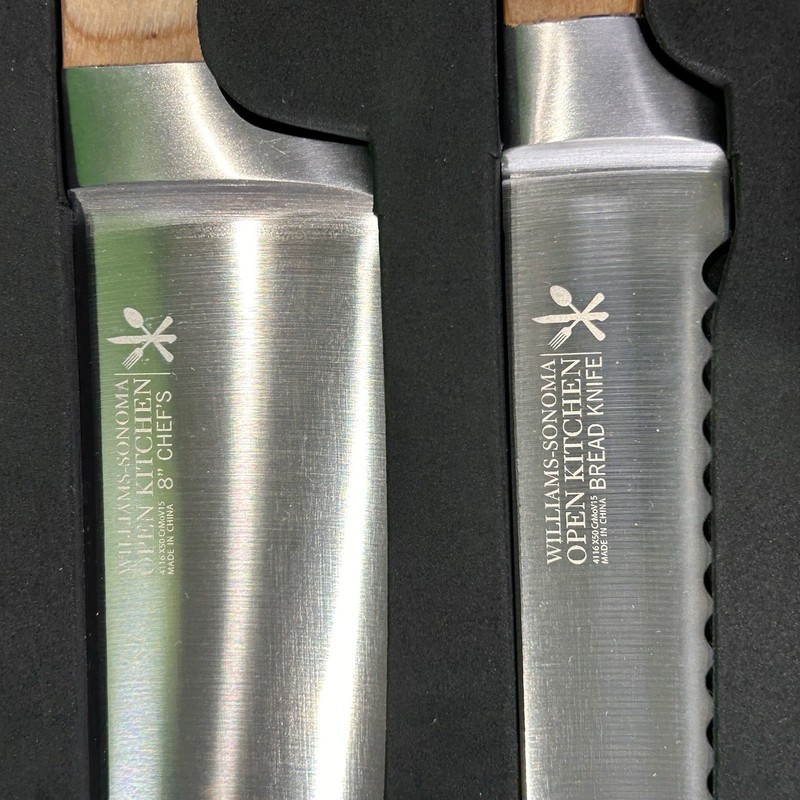 Williams Sonoma Open Kitchen 3-Piece Olivewood Knife Set Open Box Unused gallery
