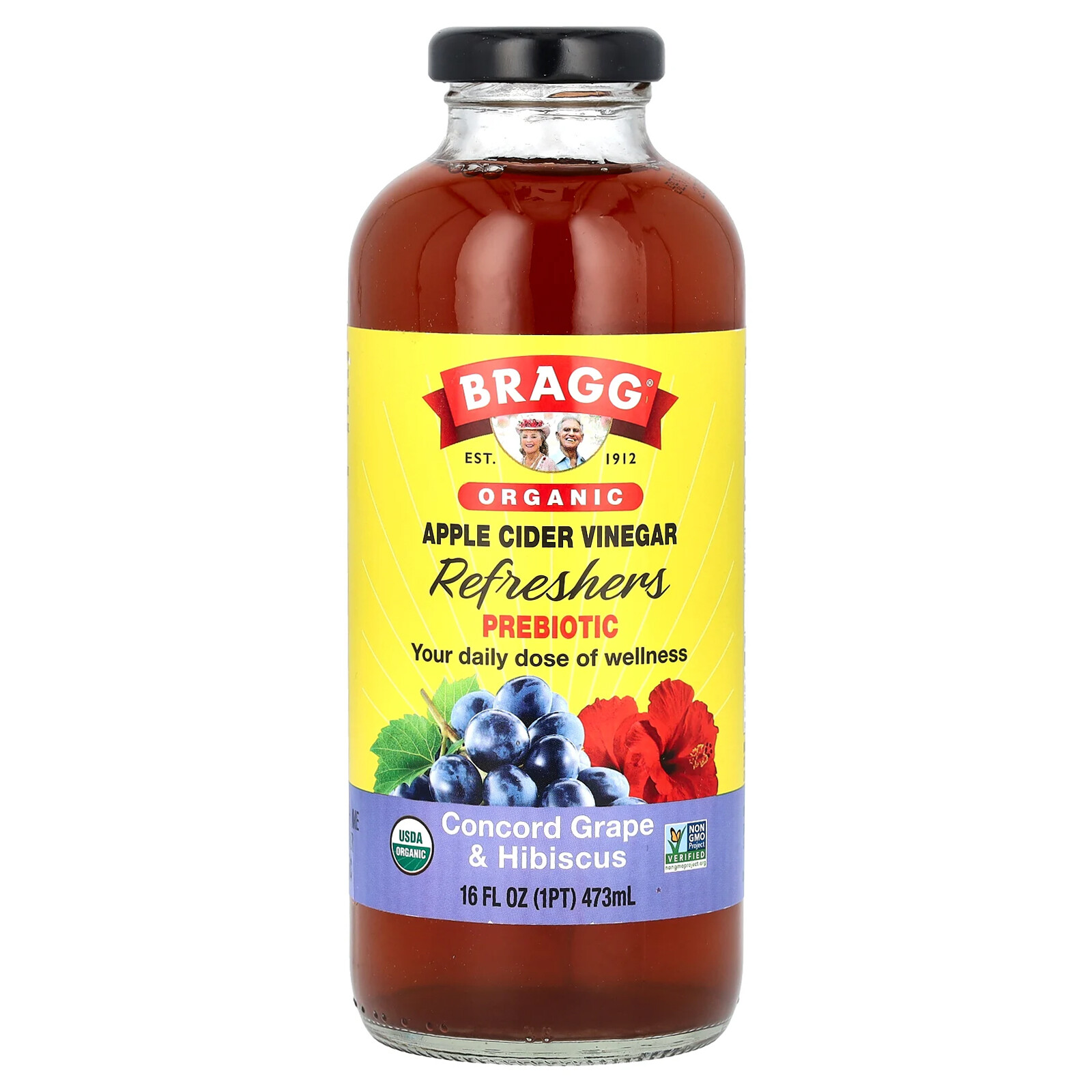 Organic Apple Cider Vinegar Refreshers, Prebiotic, Concord Grape & Hibiscus, 16 gallery
