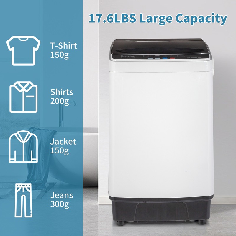 Full-Automatic Washing Machine Portable Compact Laundry Washer Spin w/Drain Pump gallery