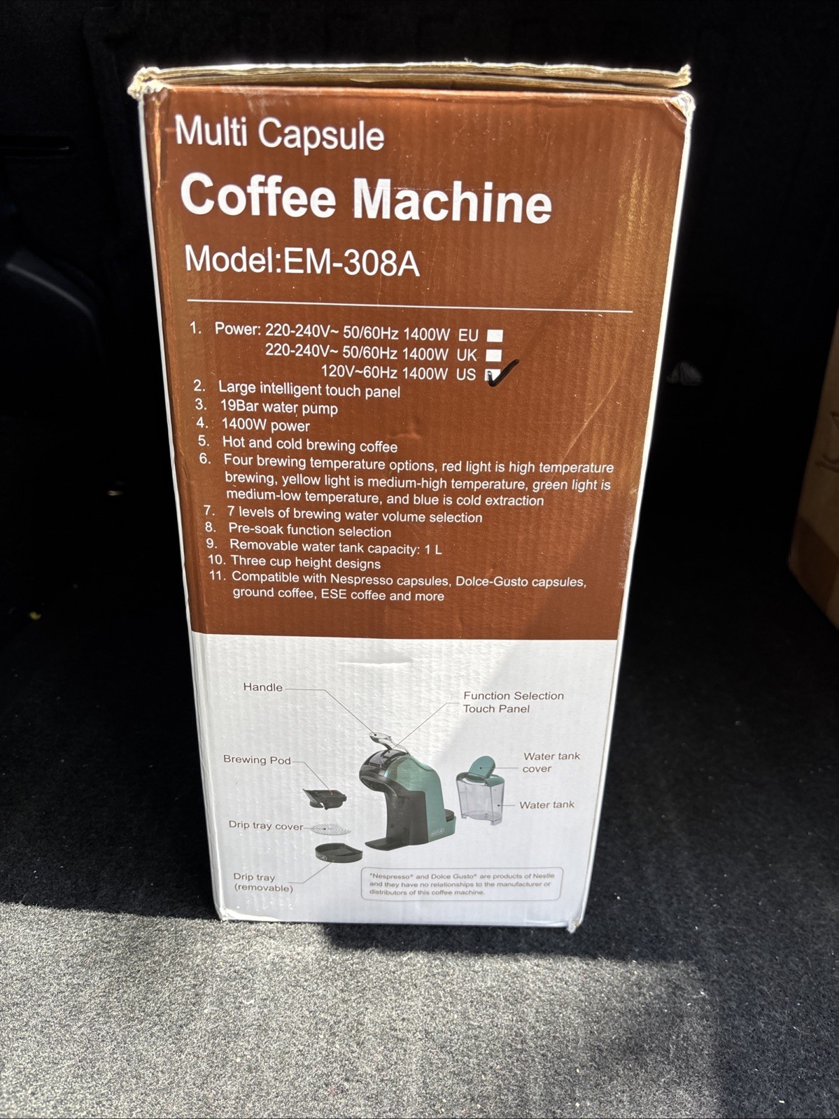 Kotlie Multi Capsule Coffee Machine 19 Bar 5 in 1 Rarer Green Edition EM-308A gallery