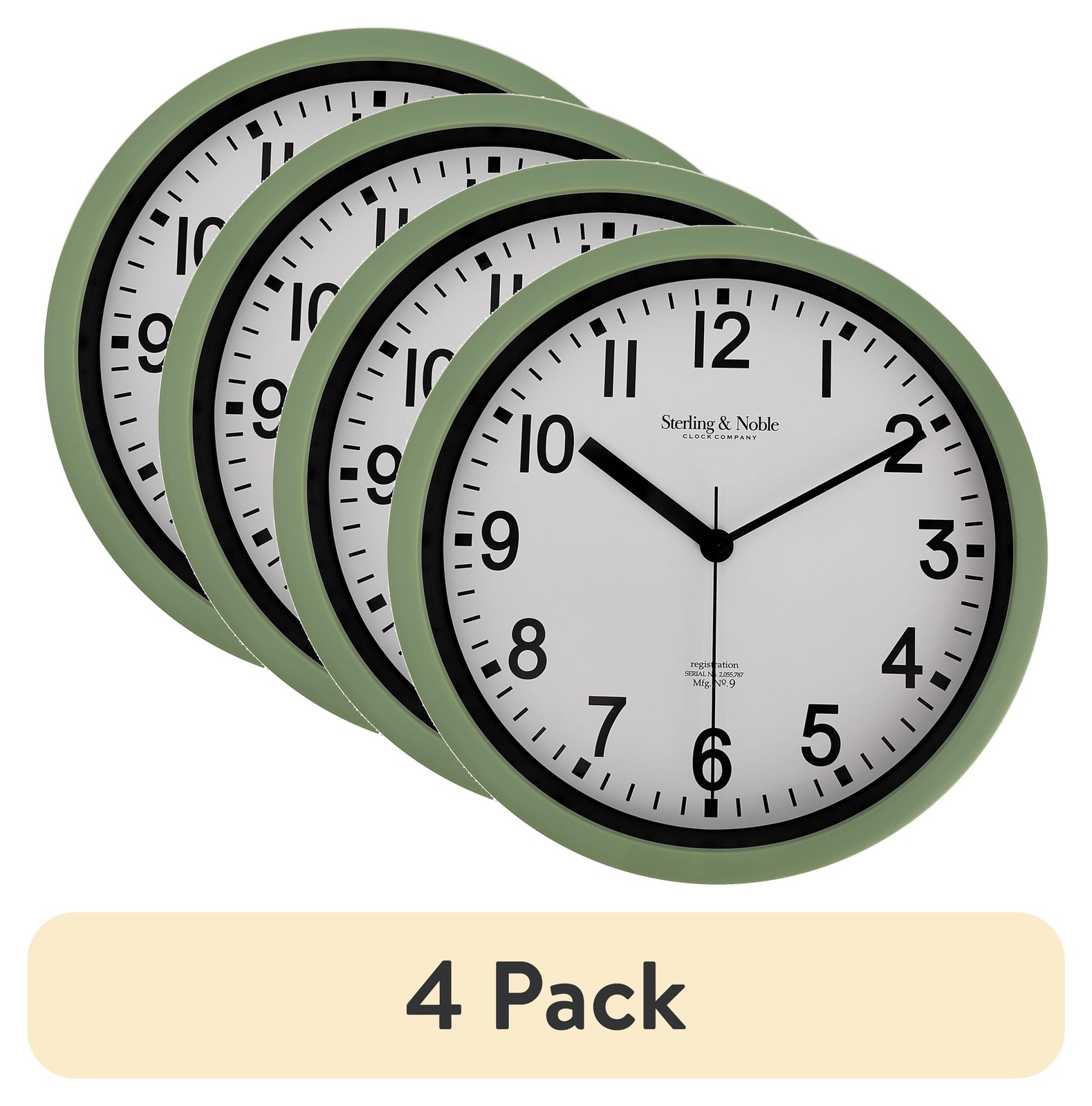 (4 pack) Basic Indoor 8.78" Sage Analog Round Modern Wall Clock gallery
