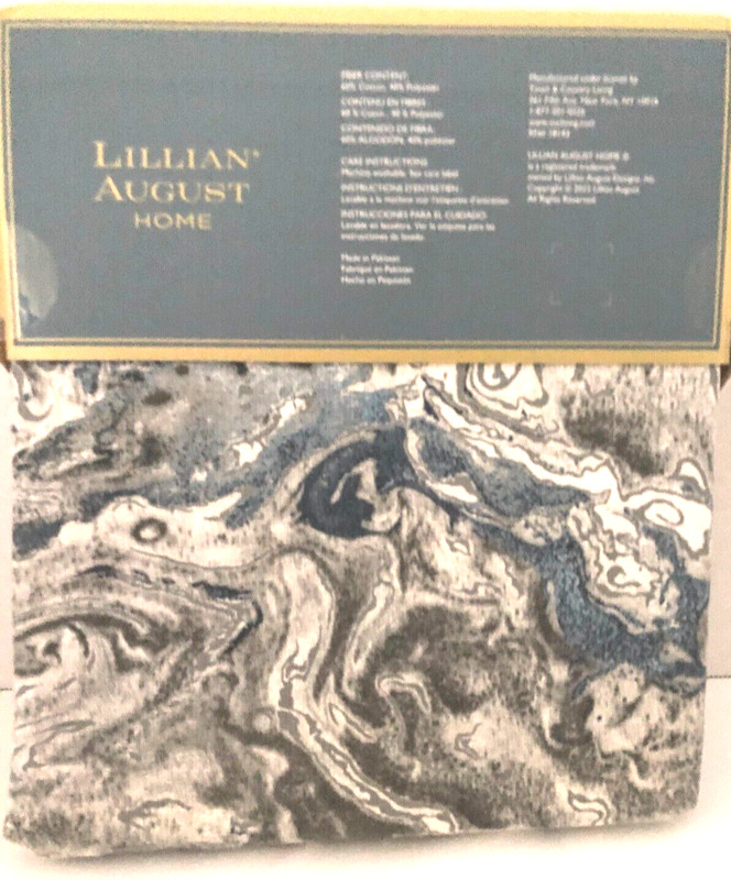 Lillian August Home Blue Gray Marble Cotton Blend Fabric Shower Curtain gallery