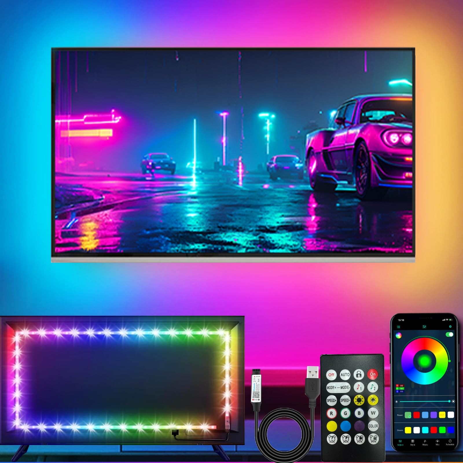 LED Lights for TV Backlight, 16.4Ft RGB LED Light for 45-75 Inch Tvs, Music Sync gallery