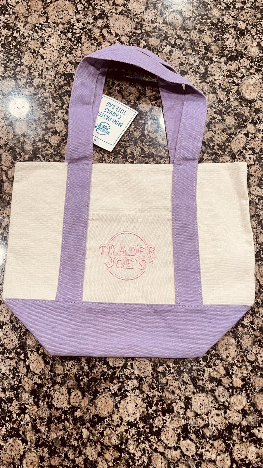 Trader Joe’s - Mini Pastel Canvas Tote Bag Set Of 4 NWT Blue Green Pink Purple gallery