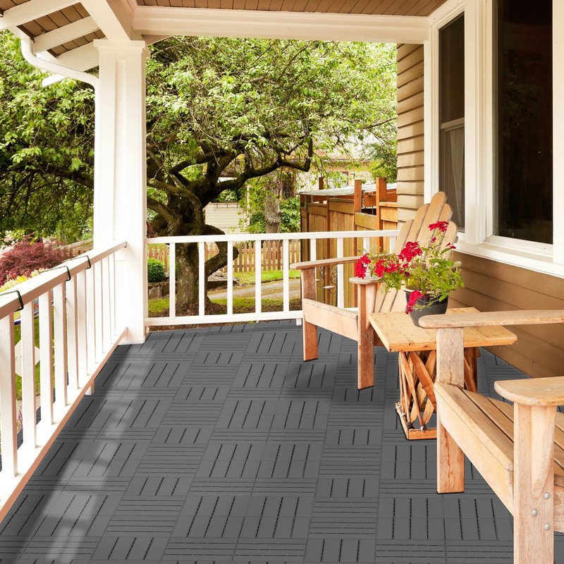 Goovilla Plastic Interlocking Deck Tiles, 9 Pack , 12x12 Waterproof Outdoor Floo gallery
