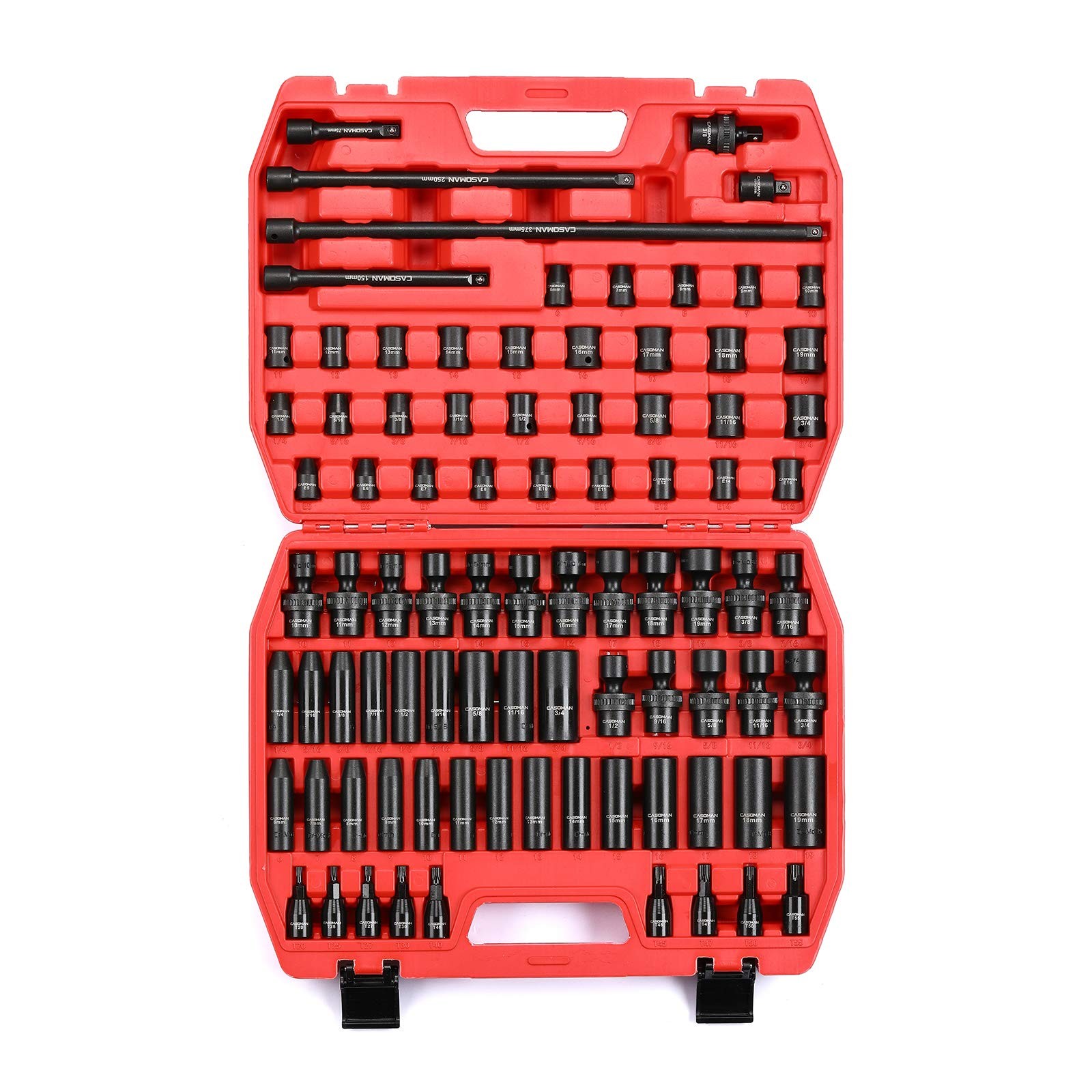 CASOMAN 87 PCS 3/8" Drive Master Impact Socket Set, SAE & Metric Standard gallery