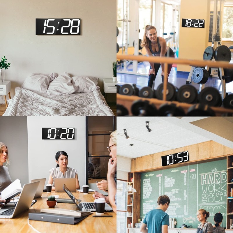 CHKOSDA LED Large Digital Wall Clock, Oversize Wall Clock with 6” Numbers, gallery