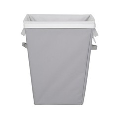 Slim Rectangle Laundry Hamper with Removable Liner and Carrying Handles Gray
