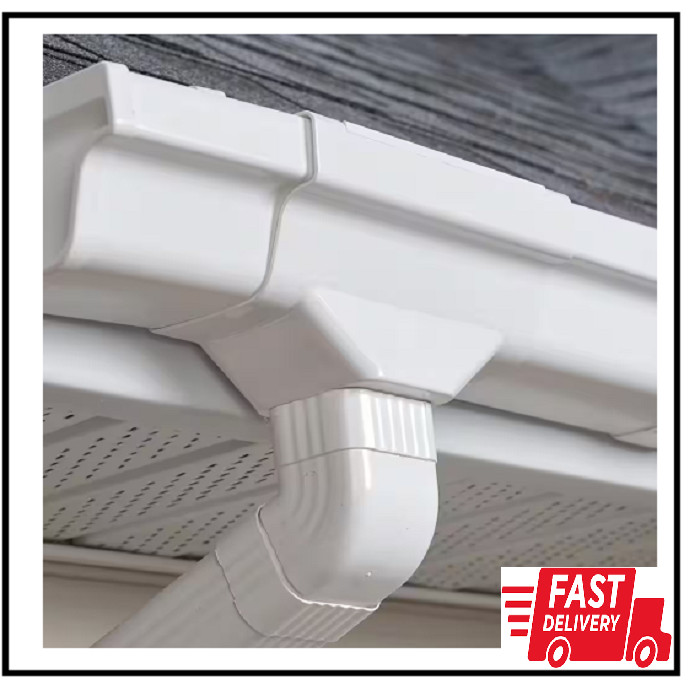 5 In. White Vinyl K-Style Gutter End with 2 In. X 3 In. Drop Outlet gallery