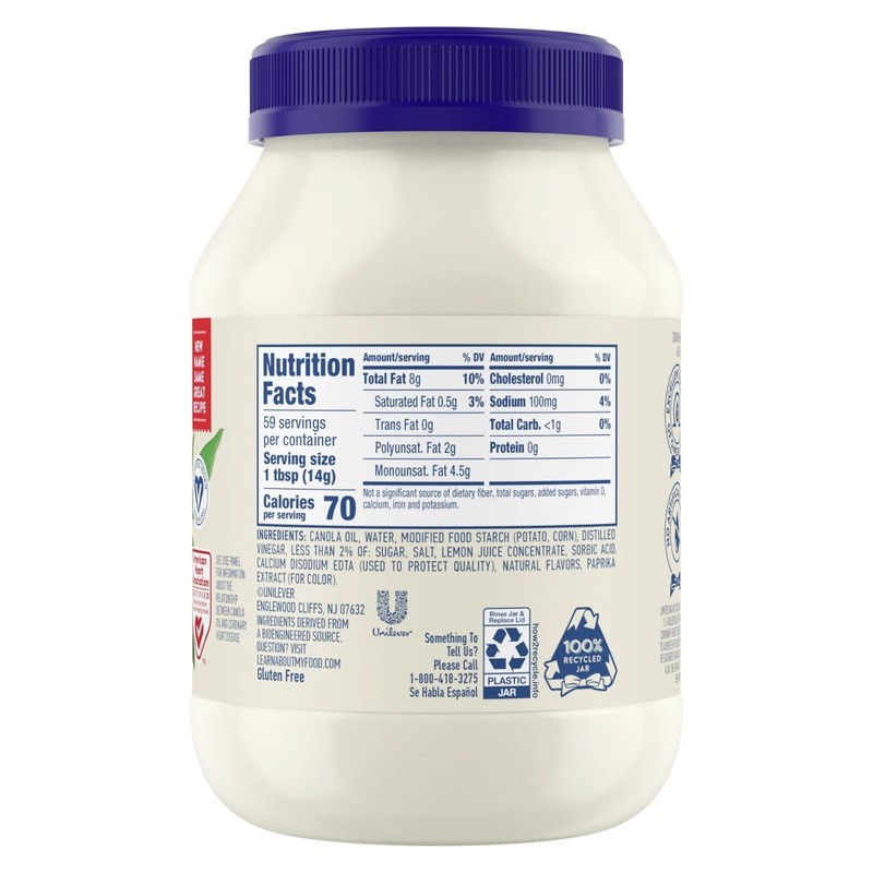 Hellmann's Plant Based Mayonnaise Spread & Dressing Condiments, 30 fl oz Jar gallery