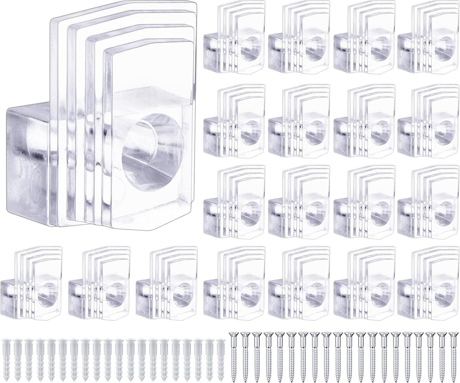 Clear Plastic Mirror Holder Clips with Screws Kit for Wall Mounting gallery