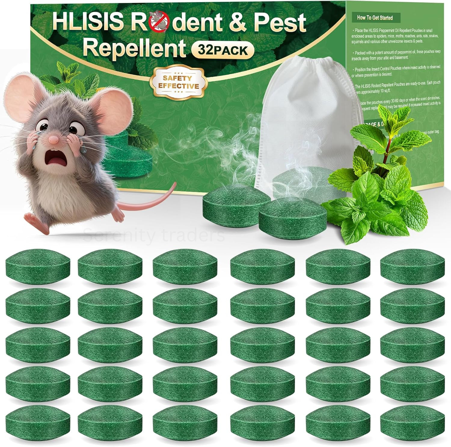 Mouse Rodent Repellent, 32 Pack Peppermint Oil to Repel Mice and Rats, Spiders.. gallery