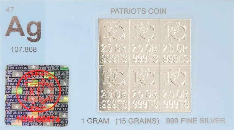 1 Gram Divisible Silver Bar .999 Silver Bars Six 2.5 Grain Bars gallery