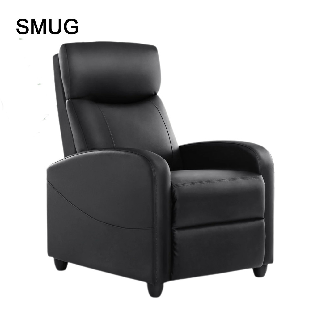 SMUG Black Single Sofa Comfortable Recliner Adjustable Reclining for Lounge