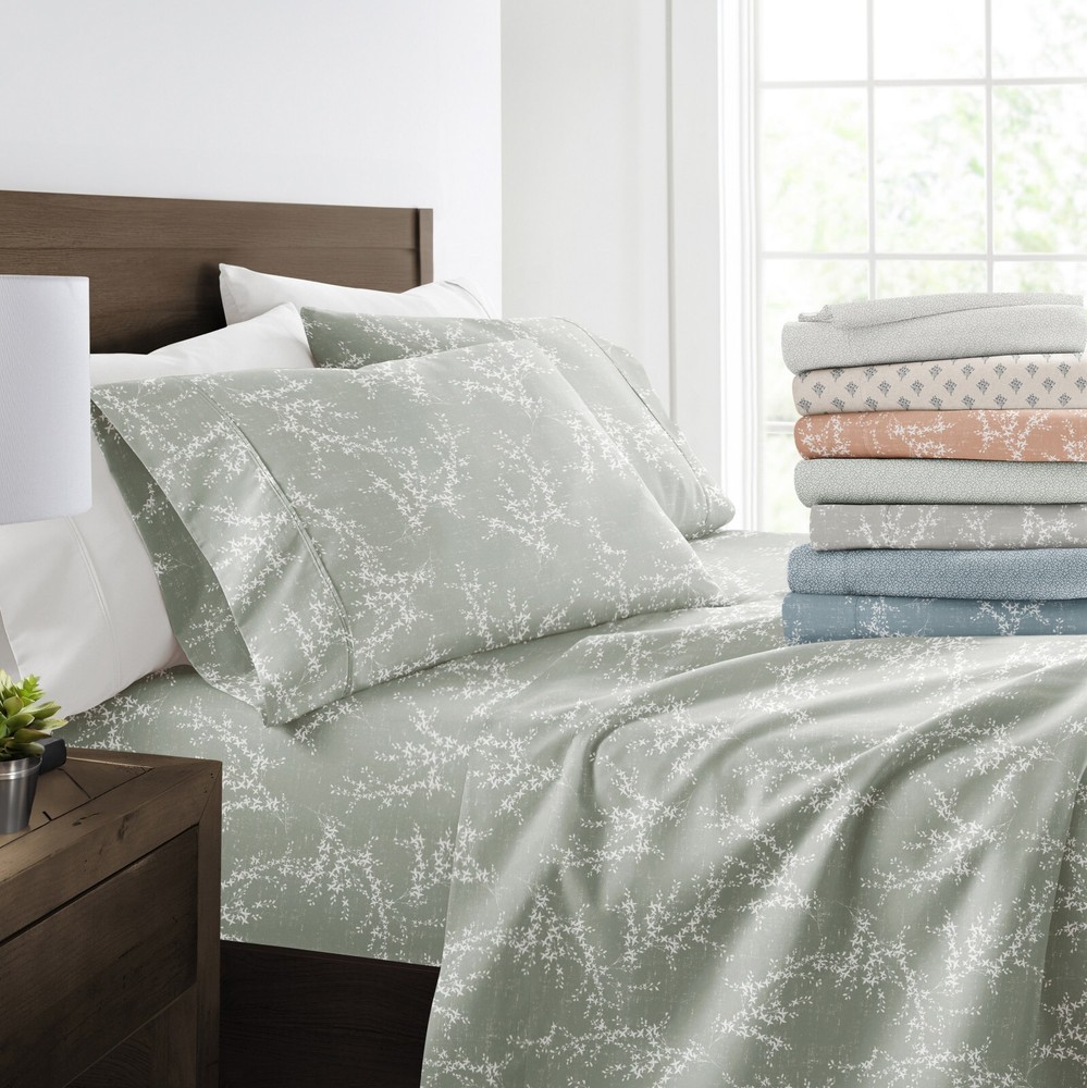 Kaycie Gray Bed Sheets 4 PC Microfiber Patterned Ultra Soft Bedding