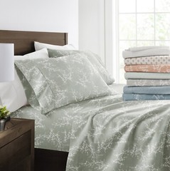 Kaycie Gray Bed Sheets 4 PC Microfiber Patterned Ultra Soft Bedding