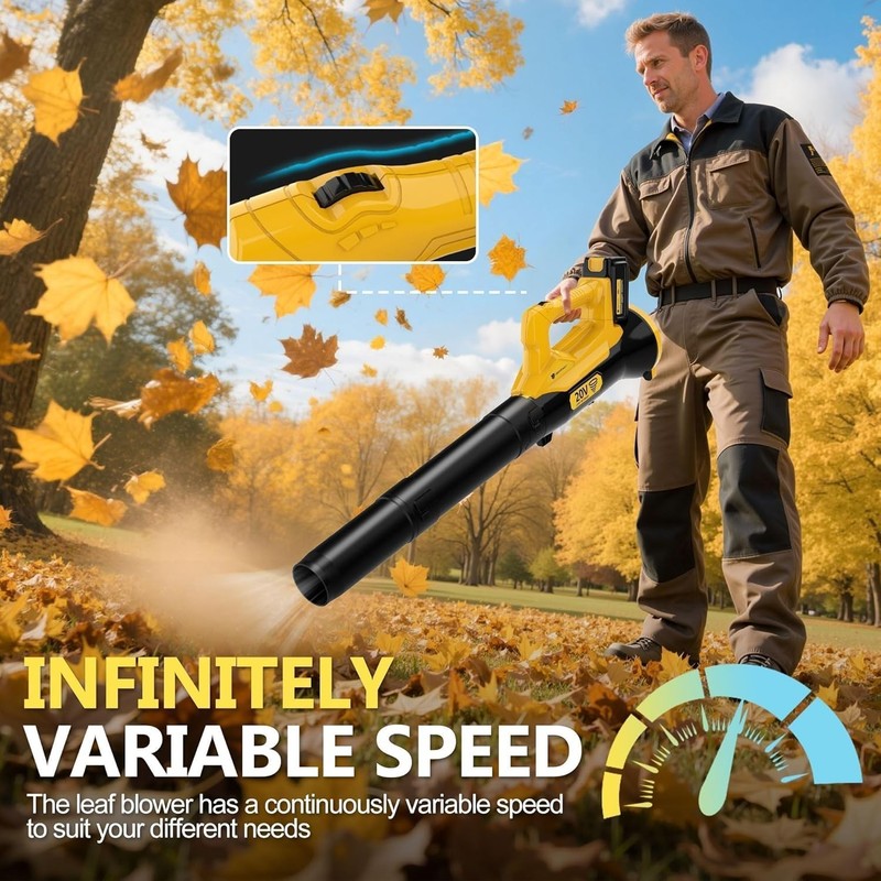 Orientools 20V Cordless Leaf Blower with 2x UL Certified 2.0Ah Battery & C gallery