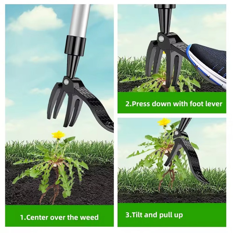 Weeder Puller Stand Up Weed Tool Handle Claw Garden Outdoor Root Remover Killer gallery
